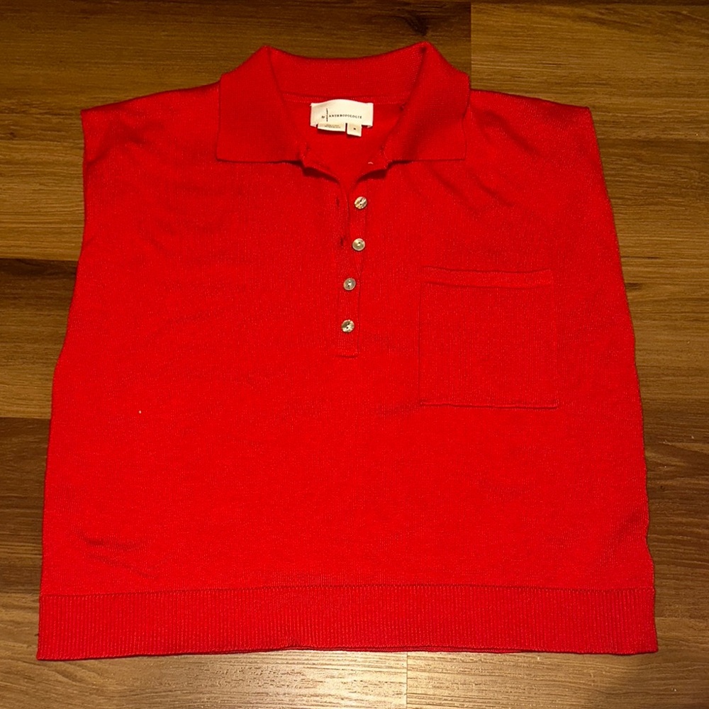St. John Red Polo Shirt Knit Short Sleeve